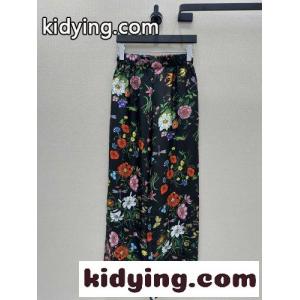 フローラ プリント シルク ワイドパンツ グッチ コピー パンツ コピー ブラックkid260nuO9b