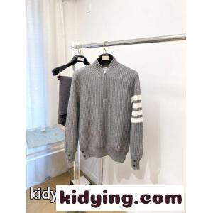 トムブラウン コピー セーター 偽物 4BAR ハーフジップ ニットプルオーバー グレーkid2689name