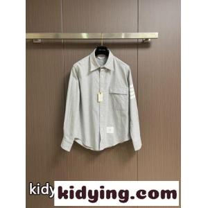 コットン 4BAR ロングスリーブシャツ トムブラウン コピーブランド シャツ 偽物 グレーkid26CiOnqq