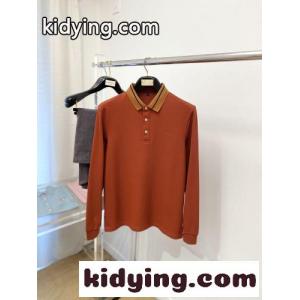 洗練された ロゴ入り エルメネジルド・ゼニア Tシャツ 偽物 長袖 ポロシャツ オレンジkid26H5z8Hj