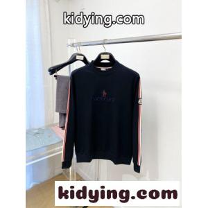 モンクレール スーパーコピー Tシャツ 偽物 サイドライン クルーネック スウェットシャツ コットン ブラックkid26fqmq4n
