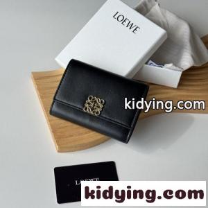 loewe ブランド コピー 3つ折り財布 小銭入れ付き ロエベ ブランド コピー スーパーコピー コンパクト ウォレット ブラックkid26fSba0f