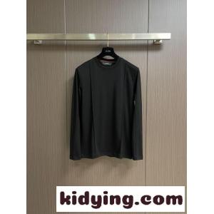 洗練された シンプル コットン 長袖Tシャツ エルメネジルド・ゼニア Tシャツ 偽物 ブラックkid265zm0Hr