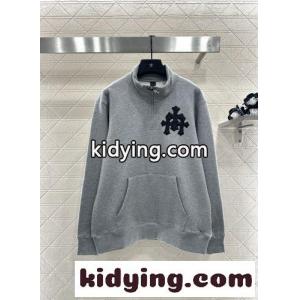 コットン ハーフジップ スウェットシャツ クロムハーツ スーパーコピー Tシャツ 偽物 裏起毛 グレーkid26fuKPHv