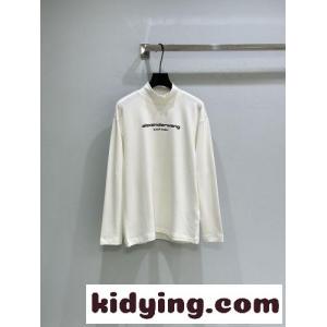 アレキサンダーワング Tシャツ 偽物 カジュアル ロゴ入り モックネック 長袖Tシャツ ホワイトkid26T91f0f