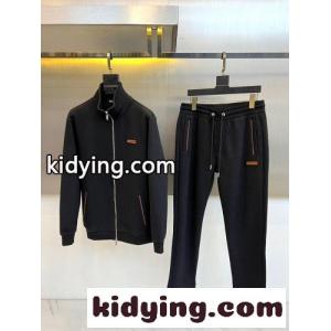 ジップアップジャケット＆パンツ 上下セット エルメネジルド・ゼニア セットアップ 偽物 ブラックkid26Dqamyy