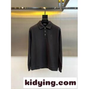 上品 シンプル 長袖 ポロシャツ エルメネジルド・ゼニア Tシャツ 偽物 ロゴ ダークグレーkid260HPnua