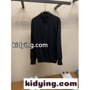 カシミヤ＆ウール ハーフジップ ニット エルメネジルド・ゼニア セーター 偽物 ブラックkid26DS9Hjm