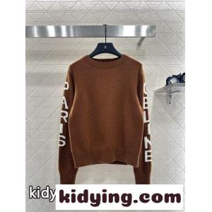 カシミヤ クルーネック プルオーバー セリーヌ ブランド コピー セーター コピー ブラウンkid26eaKfqm