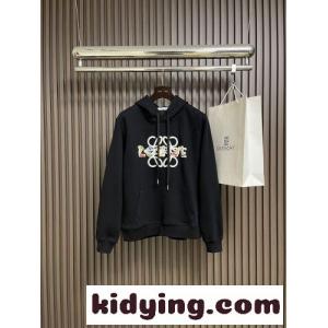ロエベ コピーブランド パーカー 偽物 シンプル 合わせやすい ロゴ フーディー ブラックkid26auCuyi