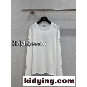 カジュアル 定番 CCロゴ コットン 長袖Tシャツ シャネル ブランド コピー Tシャツ コピー ホワイトkid26y0r4be