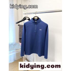 洗練された シンプル 胸ロゴ ヒューゴ・ボス Tシャツ 偽物 ハーフジップ 長袖Tシャツ ブルーkid26uOnqqC