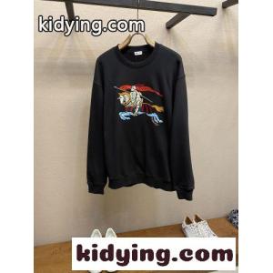 カジュアル コットン スウェットシャツ バーバリー スーパーコピー パーカー 偽物 プルオーバー ブラックkid261by0ju