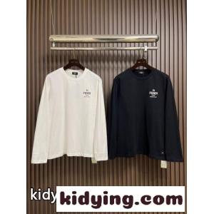 フェンディ コピー Tシャツ 偽物 シンプル  合わせやすい ロゴ クルーネック 長袖Tシャツkid26PjeWru