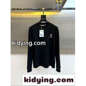 シンプル ロゴ刺繍 コットン 長袖Tシャツ バーバリー コピー Tシャツ 偽物 ブラックkid26S9ja0v