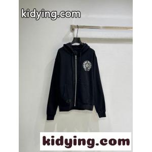 カジュアル コットン ジップアップパーカー クロムハーツ コピー パーカー 偽物 ブラックkid26Xfm8Pz