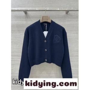 可愛い ウール Vネック カーディガン シャネル スーパーコピー ニット コピー ショート丈 ネイビーkid26XXbyqa