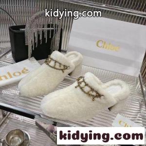 上品 ふわふわ シアリング ミュール クロエ サンダル スーパーコピー ホワイトkid26DeCeWn