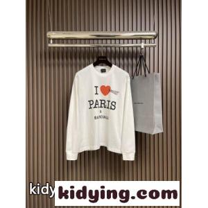 スタイリッシュ ロゴプリント 長袖Tシャツ バレンシアガ スーパーコピー Tシャツ 偽物 コットン ホワイトkid26aaGnCu
