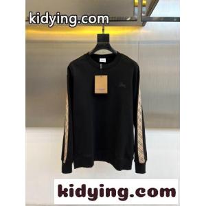 バーバリー コピー Tシャツ 偽物 チェックトリム クルーネック スウェットシャツ ブラックkid26L1beKz
