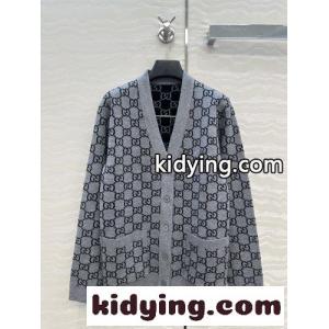 GGウール ジャカード リバーシブルカーディガン グッチ ブランド コピー ニット 偽物 グレーkid26aS9Tri