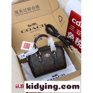人気 シグネチャー柄 コーチ ブランド コピー バッグ スーパーコピー 定番 ミニボストンバッグkid26nKj4Tf