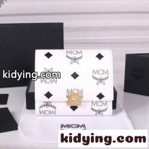 定番 人気 コンパクト 三つ折り財布 エムシーエム ブランド コピー 財布 コピー ウォレット ホワイトkid26KbqK9b