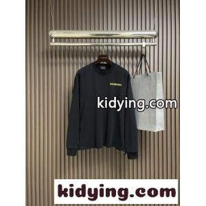 ベーシック ロゴプリント 長袖Tシャツ バレンシアガ コピー Tシャツ 偽物 コットン ブラックkid26DmCG5j