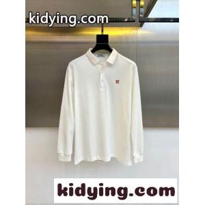 洗練された コットン 長袖 ポロシャツ エルメス コピーブランド Tシャツ 偽物 ホワイトkid26GHPnCm
