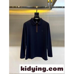 洗練された ハーフジップ 長袖 ポロシャツ エルメネジルド・ゼニア Tシャツ 偽物 ネイビーkid26eaWHHb