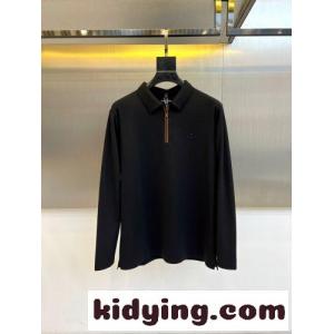 エルメネジルド・ゼニア Tシャツ 偽物 洗練された ハーフジップ 長袖 ポロシャツ ブラックkid265HDaKn
