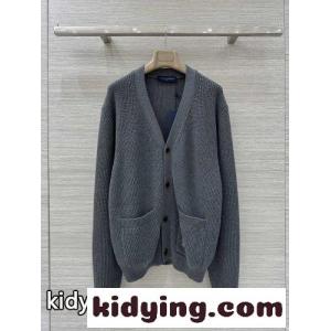 洗練された コットン Vネック ニットカーディガン ルイ・ヴィトン ニット コピー グレーkid26SbuWjm