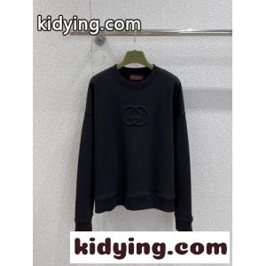 シンプル コットン スウェットシャツ グッチ コピー 偽物 クルーネック ブラックkid264rCyqC