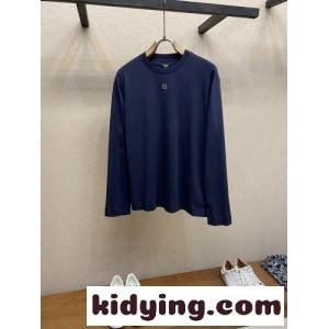 シンプル ロゴ刺繍 クルーネック フェンディ コピーブランド Tシャツ 偽物 長袖Tシャツkid26nObmGf