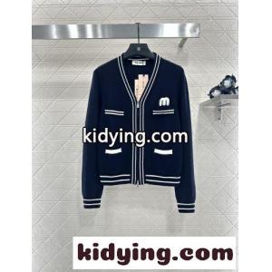 カジュアル Vネックカーディガン ミュウミュウ コピー ニット コピー ネイビーkid269jimmi