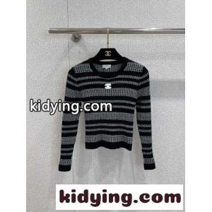 お洒落 上品 ストライプ クロップドニット シャネル スーパーコピー セーター コピー トップスkid2651zm8n
