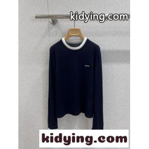 カジュアル 重ね着風 長袖Tシャツ ミュウミュウ ブランド コピー Tシャツ コピー ネイビーkid26KvySnu