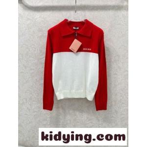 ミュウミュウ コピー ニット コピーバイカラー ハーフジップ ニットポロ トップスkid26iiy4Xf