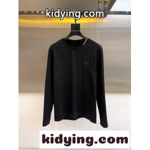 シンプル 上品 合わせやすい 長袖Tシャツ バーバリー コピーブランド Tシャツ 偽物 コットン ブラックkid26uKPrCa