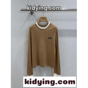 カジュアル 重ね着風 長袖Tシャツ ミュウミュウ コピーブランド Tシャツ コピー キャメルkid269Tn8Tz