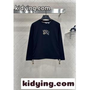シンプル コットン ロゴ入り 長袖Tシャツ バーバリー スーパーコピー Tシャツ コピー ブラックkid26b4T9vm