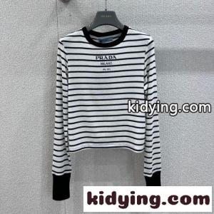 ボーダー柄 ロングスリーブTシャツ プラダ スーパーコピー Tシャツ 偽物 長袖Tシャツkid26O91b8v