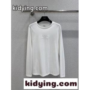 シンプル コットン 長袖Tシャツ セリーヌ ブランド コピー Tシャツ コピー クルーネック ホワイトkid26X9z8Hv