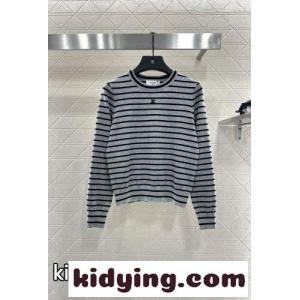 上品 カジュアル ボーダーニット セリーヌ ブランド コピー ニット コピー クルーネック グレーkid26Wbeq4D