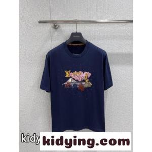 ユニセックス エンブロイダリーTシャツ ルイヴィトン スーパーコピー Tシャツ コピー コットンkid26qqyKPn