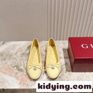 ダブルG付き ウィメンズ フラットバレエシューズ グッチ スーパーコピー スーパーコピー イエローkid26Cayiqq