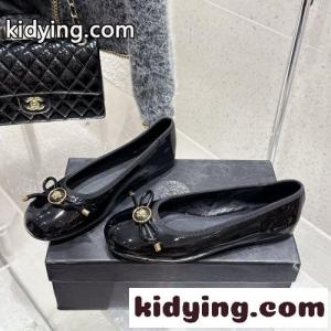 オペラ ボウ パテント バレエシューズ ヴェルサーチ スーパーコピーェ パンプス 偽物 ブラックkid26L9PPry