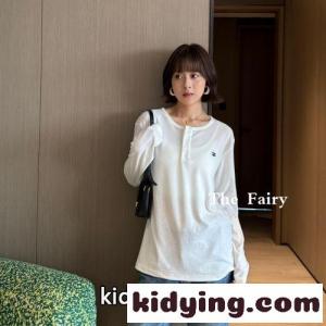 洗練された ヘンリーネック 長袖トップス セリーヌ コピー Tシャツ コピー ホワイトkid26euqa8b