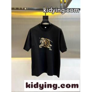 コットン ロゴ入り 半袖Tシャツ バーバリー コピー Tシャツ 偽物 クルーネック ブラックkid26HjOvma