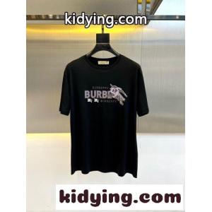 定番 カジュアル ロゴ入り 半袖Tシャツ バーバリー ブランド コピー Tシャツ 偽物 コットン ブラックkid26K1TDay
